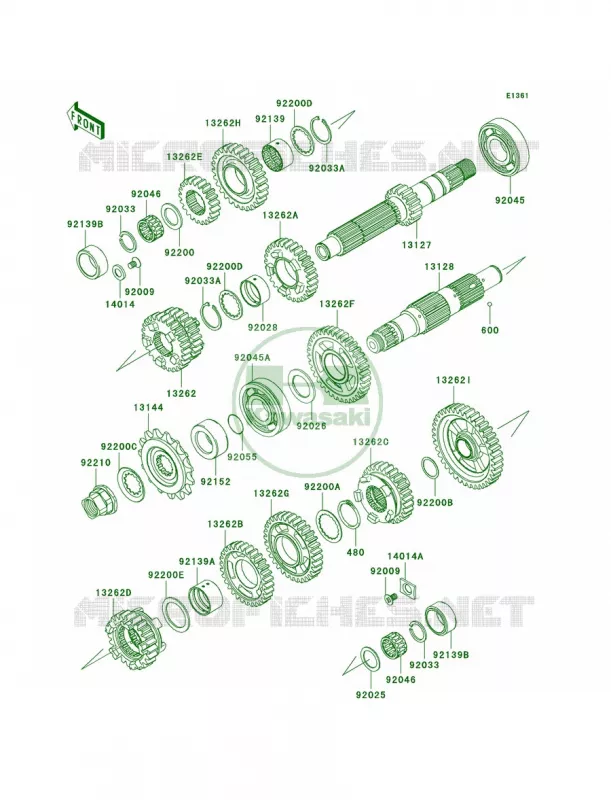 Transmission Kawasaki MOTOS 650 2009 Versys   KLE650A9F