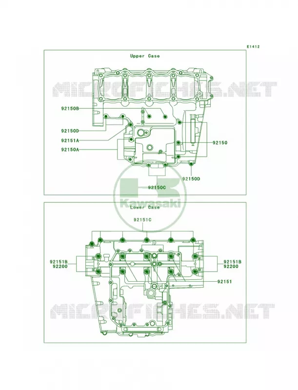 Crankcase Bolt Pattern Kawasaki MOTOS 1000 2009 Z1000   ZR1000B9F