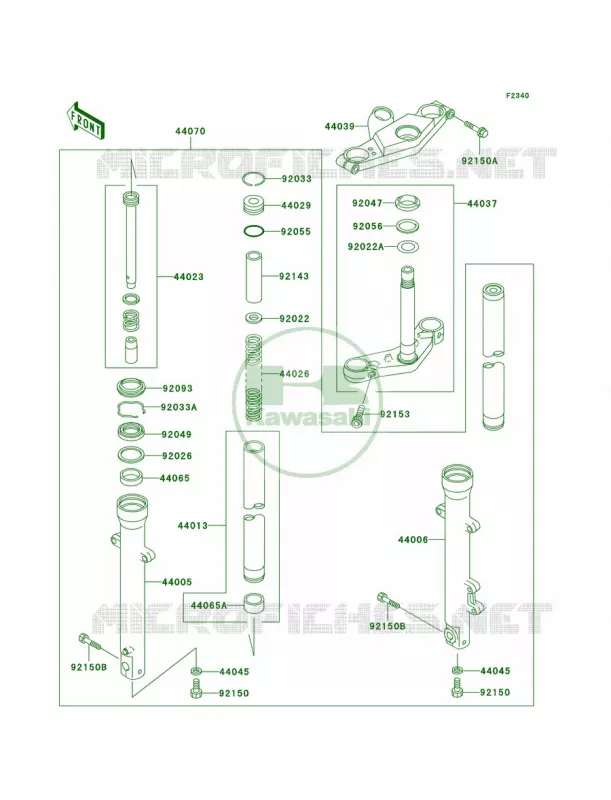 Front ForkD6F Kawasaki MOTOS 500 2008 Ninja 500R  EX500D8F