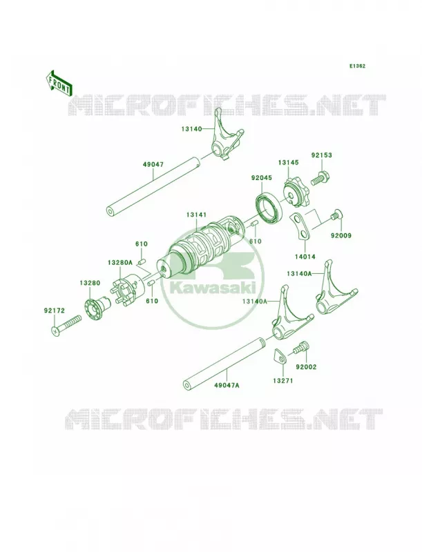 Gear Change DrumShift Forks Kawasaki MOTOS 650 2008 Versys   KLE650A8F