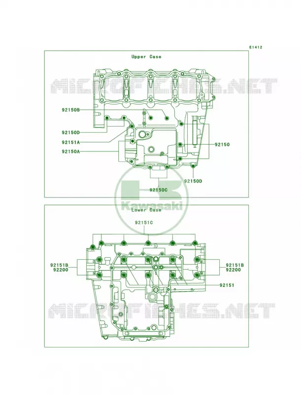 Crankcase Bolt Pattern Kawasaki MOTOS 1000 2008 Z1000   ZR1000B8F