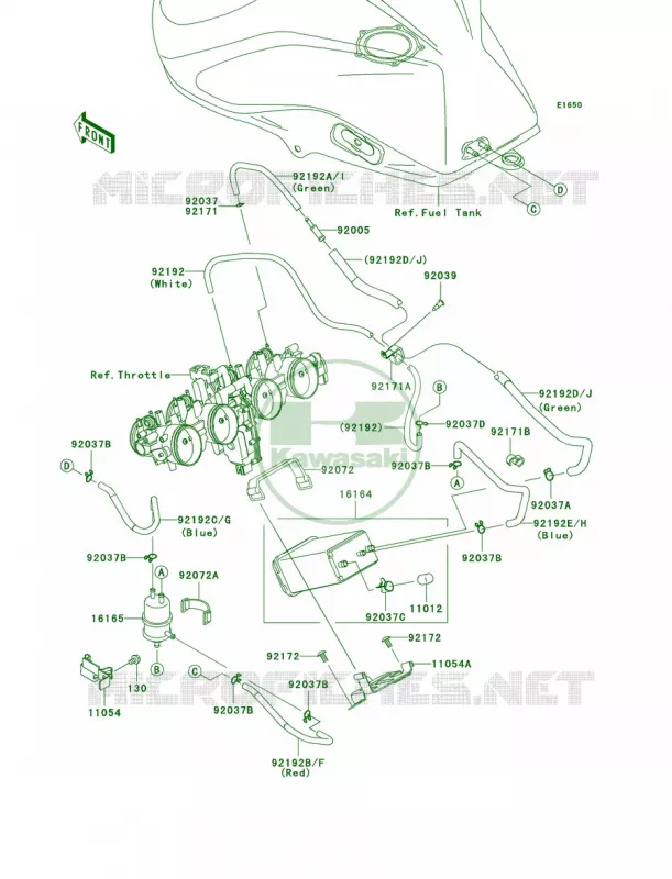 Fuel Evaporative SystemCA Kawasaki MOTOS 1000 2008 Z1000   ZR1000B8F