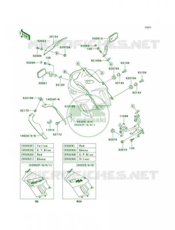 Cowling Kawasaki MOTOS 250 2007 Ninja 250R  EX250F7F