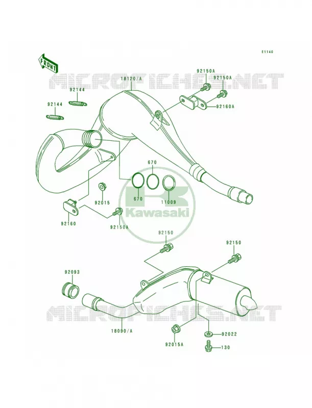 Mufflers Kawasaki MOTOS 200 1998 KDX200  KDX200-H4