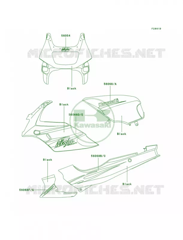 DecalsBlackD8F Kawasaki MOTOS 500 2007 Ninja 500R  EX500D7F