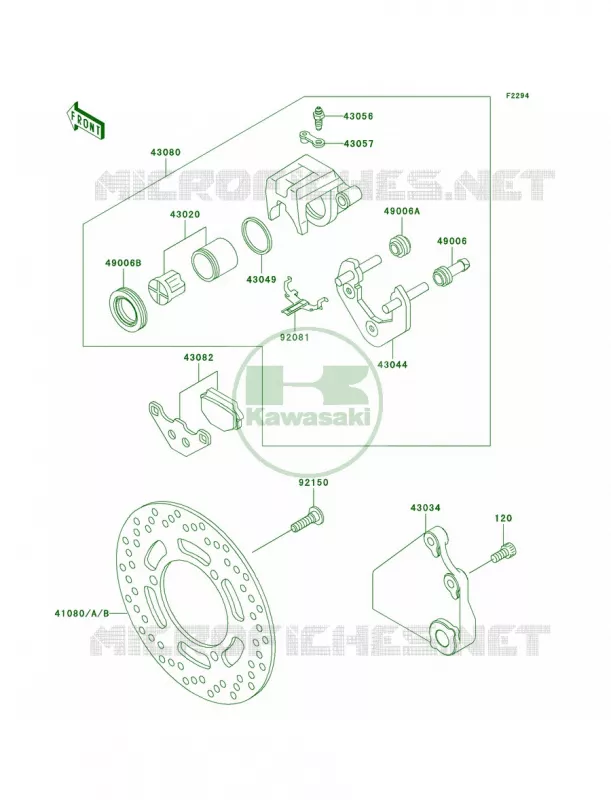 Rear Brake Kawasaki MOTOS 500 2007 Ninja 500R  EX500D7F