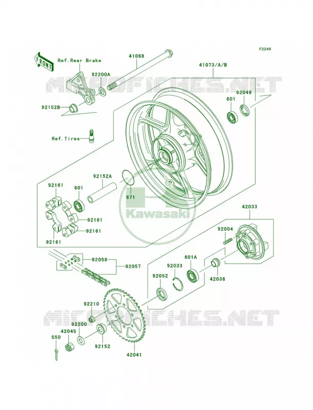 Rear WheelChain Kawasaki MOTOS 650 2007 Ninja 650R  EX650A7F