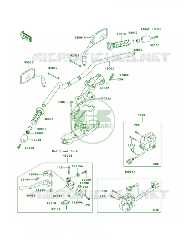 HandlebarA9F Kawasaki MOTOS 650 2007 Versys   KLE650A7F