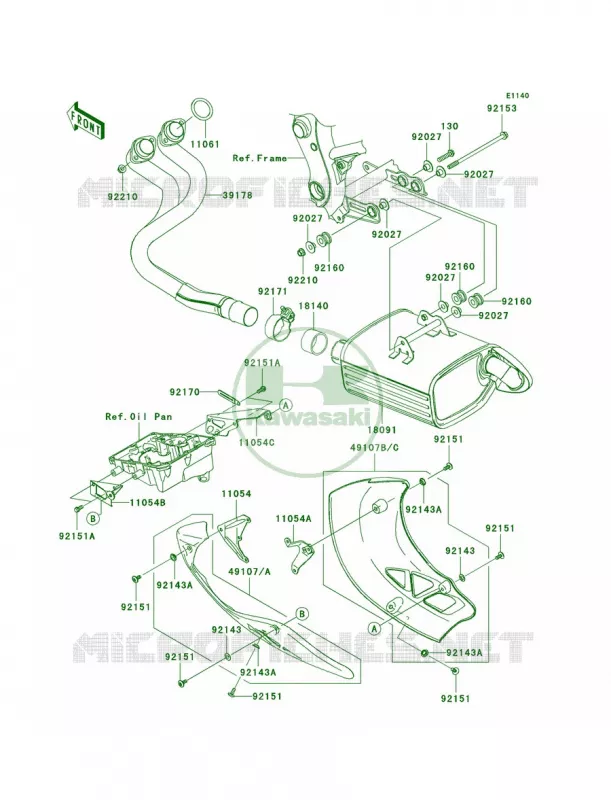 Mufflers Kawasaki MOTOS 650 2007 Versys   KLE650A7F