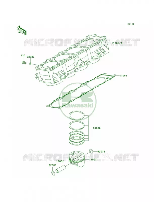 CylinderPistons Kawasaki MOTOS 1000 2007 Z1000  ZR1000B7F