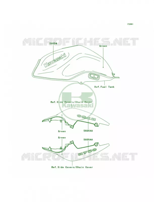 DecalsGreenL7F Kawasaki MOTOS 750 2007 Z750   ZR750L7F