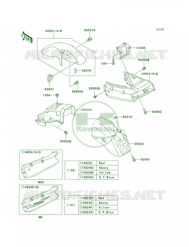 Fenders Kawasaki MOTOS 250 2006 Ninja 250R  EX250F6F