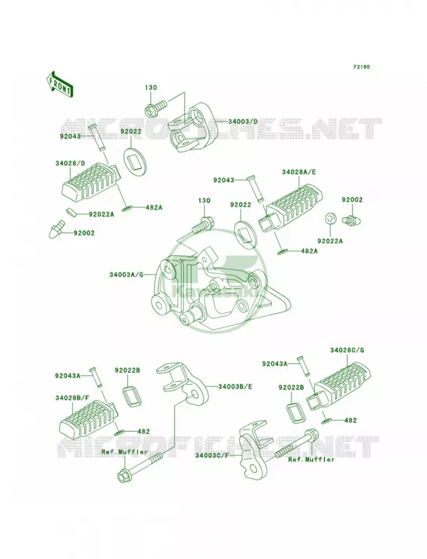 Footrests Kawasaki MOTOS 500 2006 Ninja 500R  EX500D6F