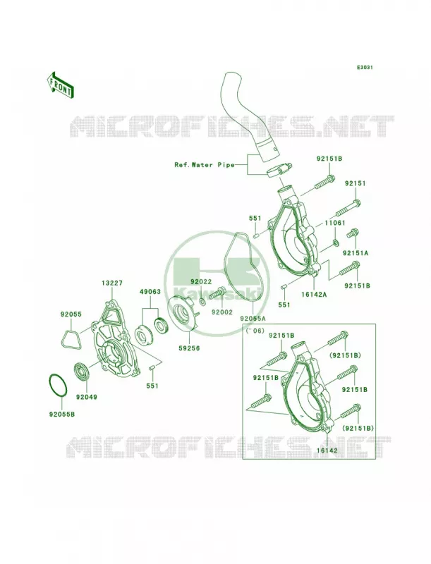 Water Pump Kawasaki MOTOS 650 2006 Ninja 650R  EX650A6F