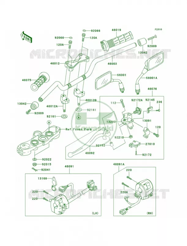Handlebar Kawasaki MOTOS 1000 2006 Z1000  ZR1000A6F