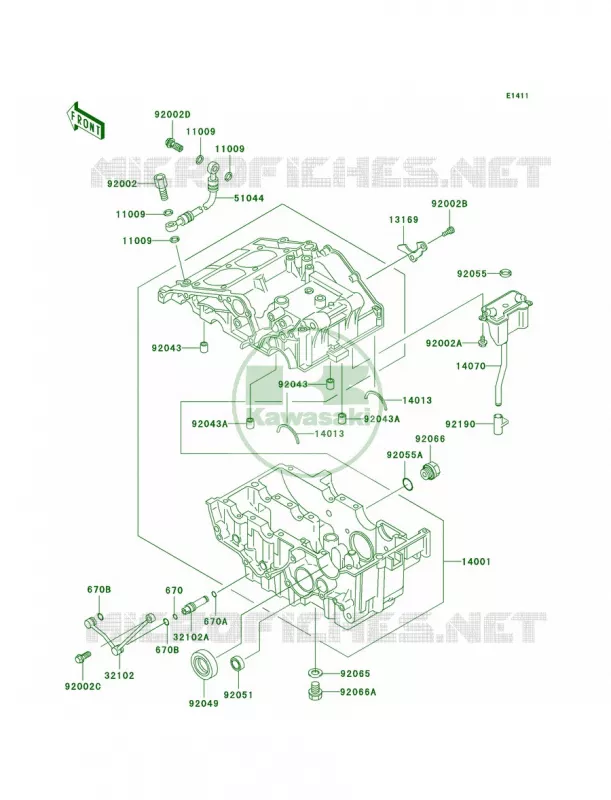 Crankcase Kawasaki MOTOS 250 2005 Ninja 250R  EX250-F19