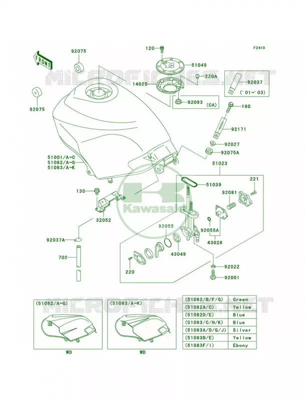Fuel Tank44 Kawasaki MOTOS 250 2005 Ninja 250R  EX250-F19