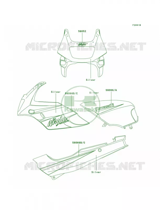 DecalsSilverD11 Kawasaki MOTOS 500 2005 Ninja 500R  EX500-D12