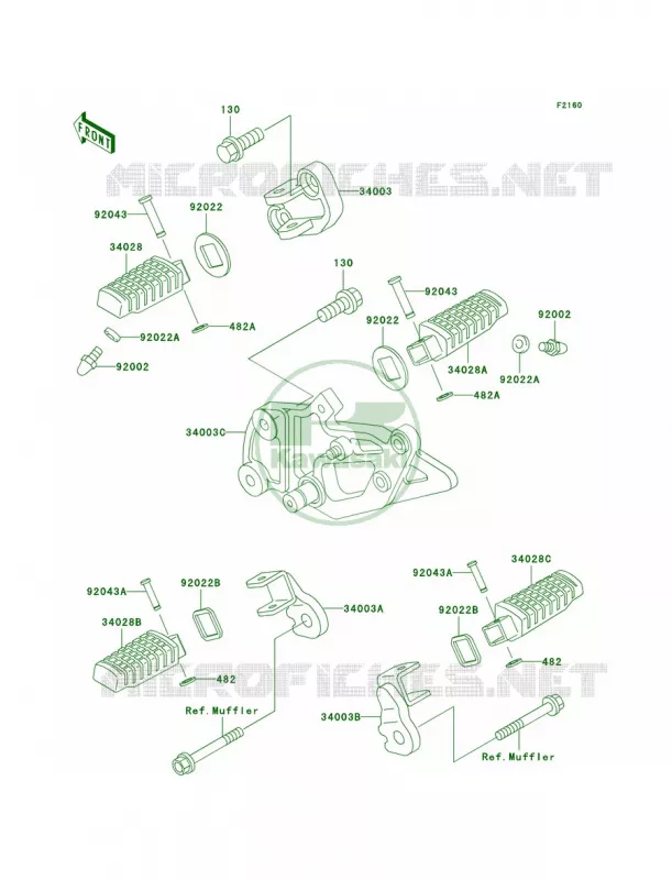 Footrests Kawasaki MOTOS 500 2005 Ninja 500R  EX500-D12