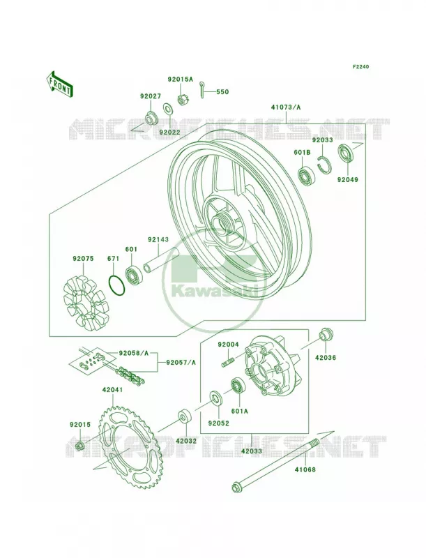 Rear WheelChain Kawasaki MOTOS 500 2005 Ninja 500R  EX500-D12