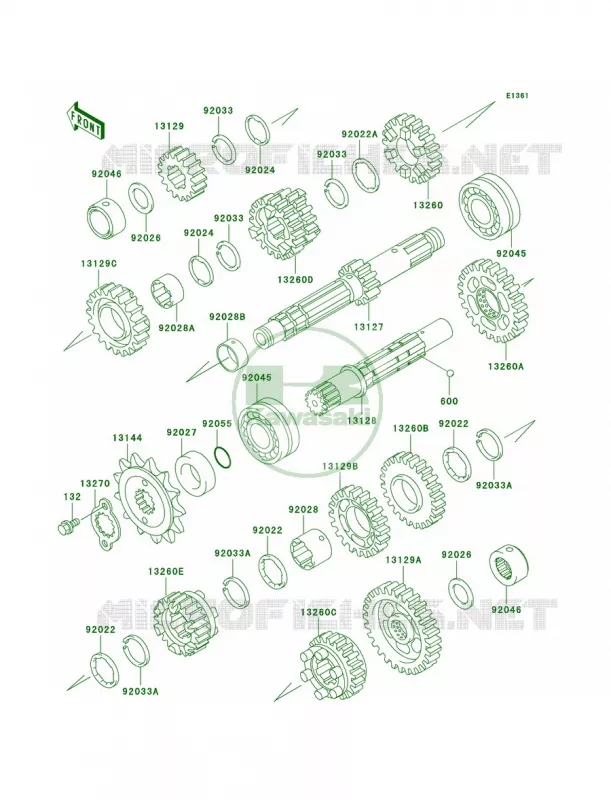 Transmission Kawasaki MOTOS 500 2005 Ninja 500R  EX500-D12