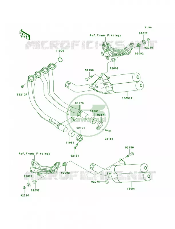 Mufflers Kawasaki MOTOS 1000 2005 Z1000  ZR1000-A3