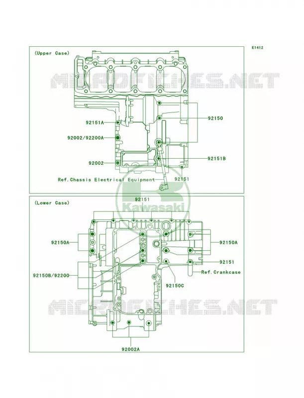 Crankcase Bolt Pattern Kawasaki MOTOS 1200 2005 ZRX1200R  ZR1200-A5
