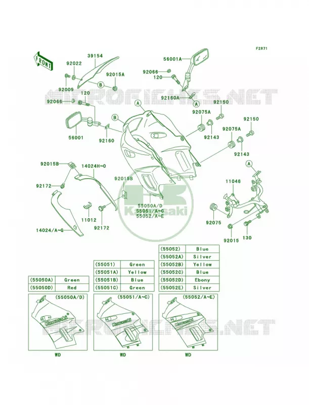 Cowling Kawasaki MOTOS 250 2004 Ninja 250R  EX250-F18