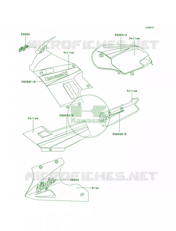 DecalsYellowF18 Kawasaki MOTOS 250 2004 Ninja 250R  EX250-F18