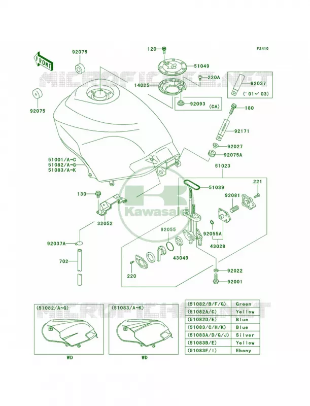 Fuel Tank44 Kawasaki MOTOS 250 2004 Ninja 250R  EX250-F18