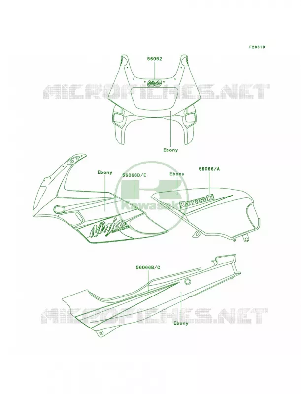 DecalsEbonyD12 Kawasaki MOTOS 500 2004 Ninja 500R  EX500-D11