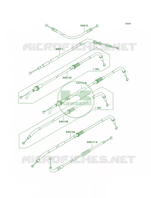 Cables Kawasaki MOTOS 1000 2004 Z1000  ZR1000-A2