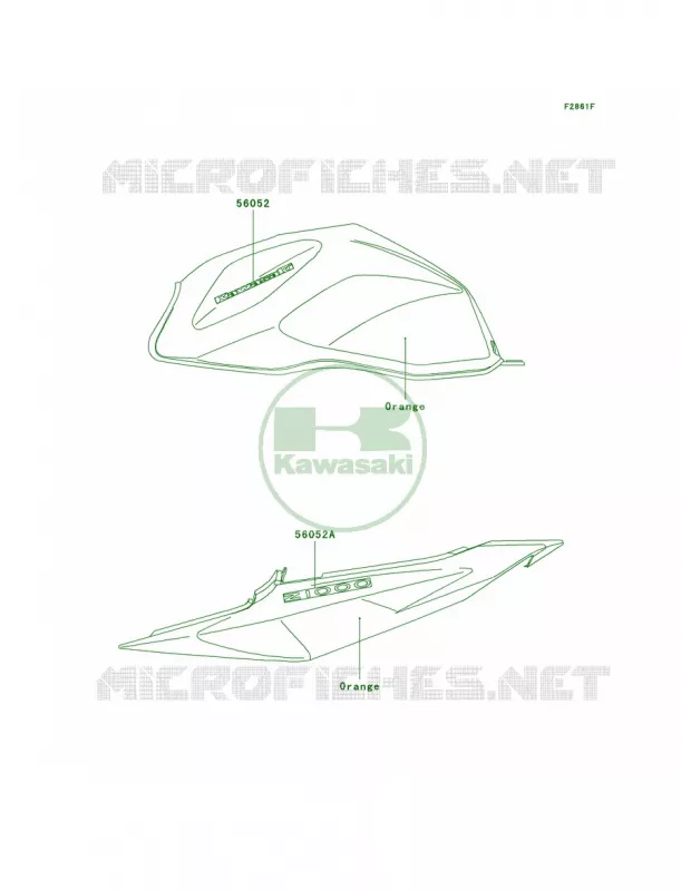 DecalsOrangeA2CN Kawasaki MOTOS 1000 2004 Z1000  ZR1000-A2