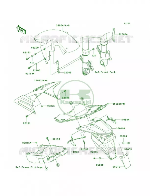 Fenders Kawasaki MOTOS 1000 2004 Z1000  ZR1000-A2