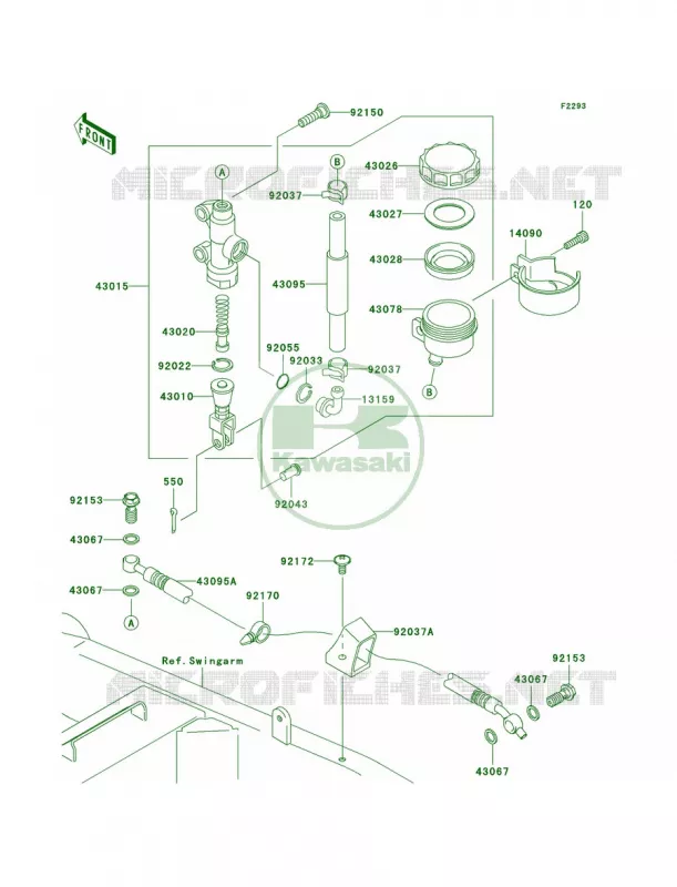 Rear Master Cylinder Kawasaki MOTOS 1000 2004 Z1000   ZR1000-A2H