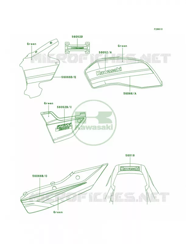 DecalsGreenA5 Kawasaki MOTOS 1200 2004 ZRX1200R  ZR1200-A4