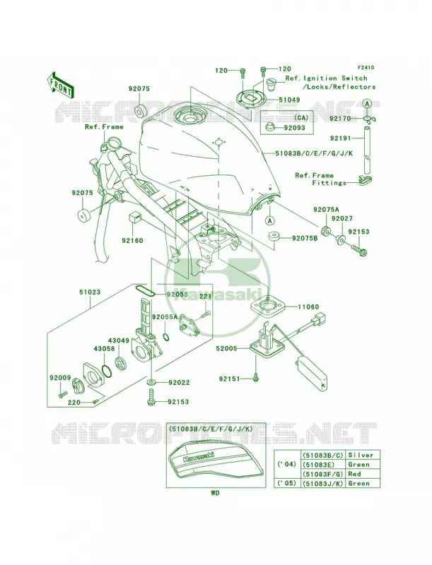 Fuel Tank Kawasaki MOTOS 1200 2004 ZRX1200R  ZR1200-A4