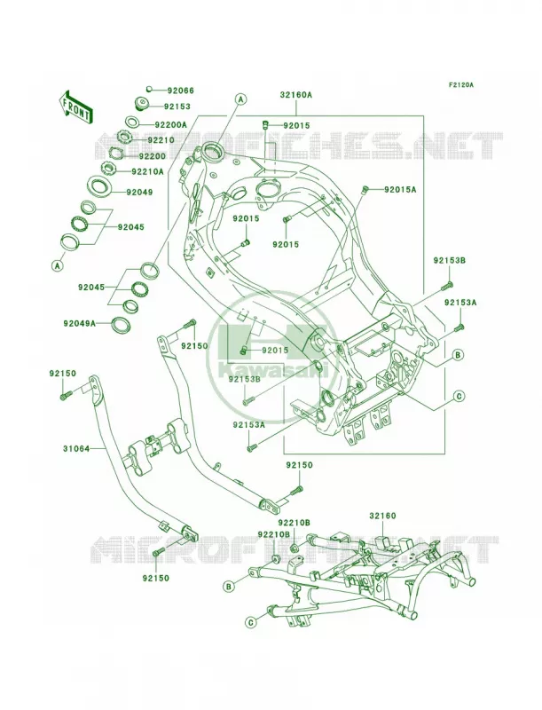 FrameC3C4 Kawasaki MOTOS 1200 2004 ZZR1200  ZX1200-C3
