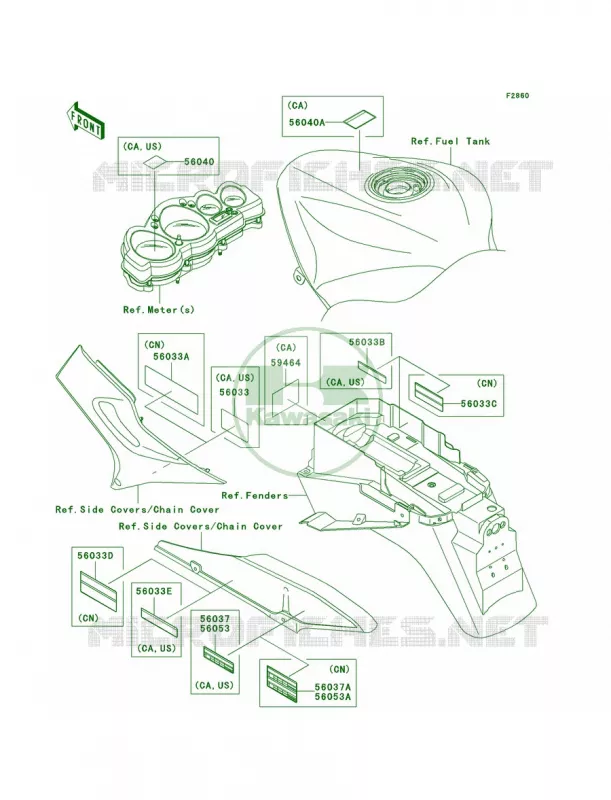 Labels Kawasaki MOTOS 1200 2004 ZZR1200  ZX1200-C3