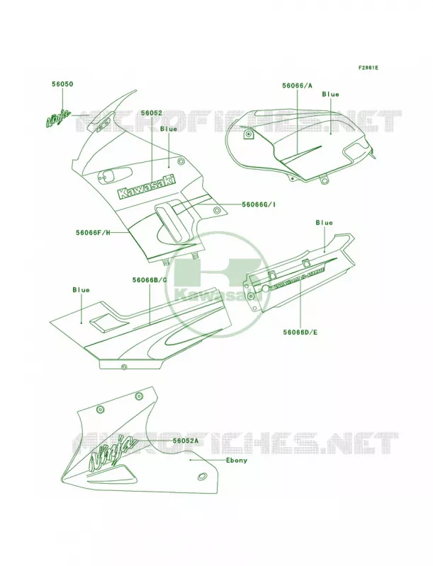 DecalsBlueF17 Kawasaki MOTOS 250 2003 Ninja 250R  EX250-F17
