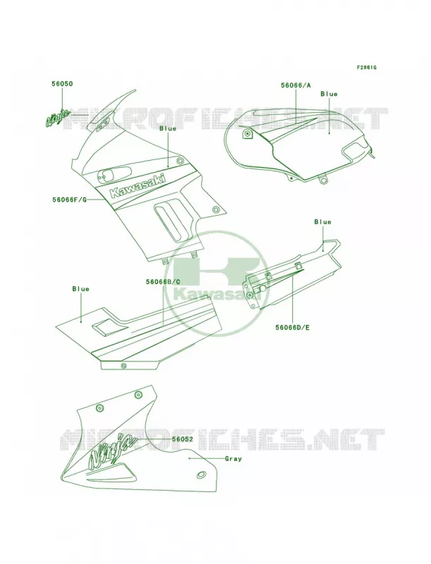 DecalsBlueF18 Kawasaki MOTOS 250 2003 Ninja 250R  EX250-F17
