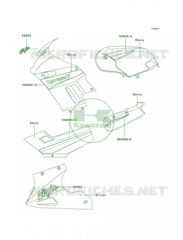 DecalsEbonyF19 Kawasaki MOTOS 250 2003 Ninja 250R  EX250-F17