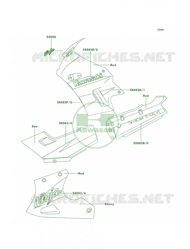 DecalsRedF15 Kawasaki MOTOS 250 2003 Ninja 250R  EX250-F17