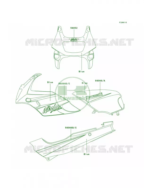 DecalsBlueD12 Kawasaki MOTOS 500 2003 Ninja 500R  EX500-D10