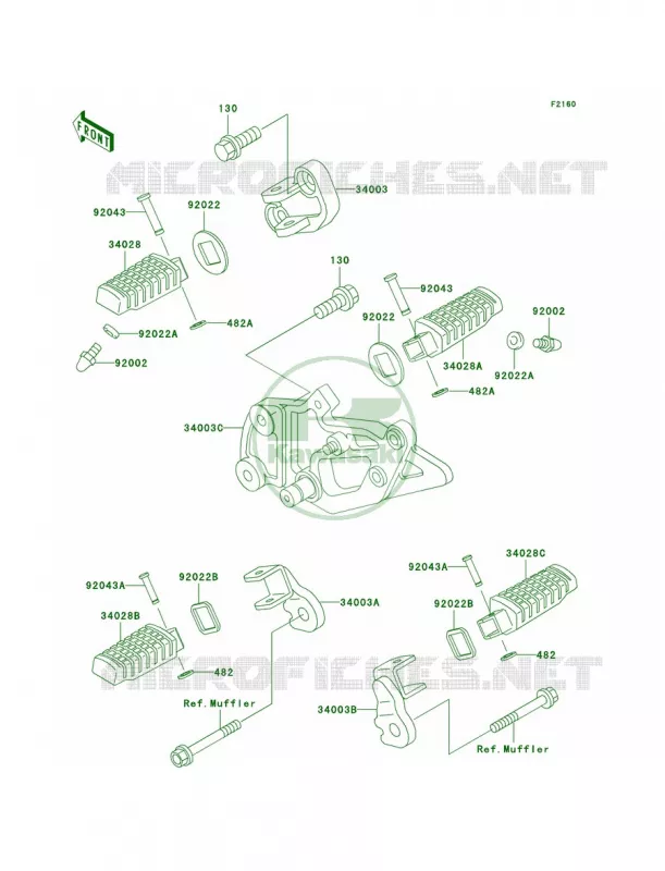 Footrests Kawasaki MOTOS 500 2003 Ninja 500R  EX500-D10