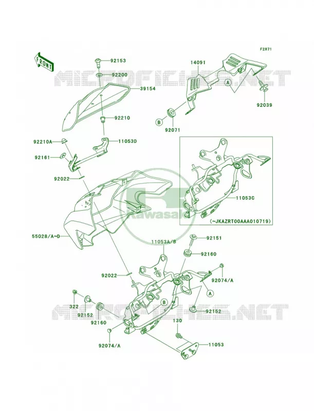 CowlingA1HA2H Kawasaki MOTOS 1000 2003 Z1000   ZR1000-A1H