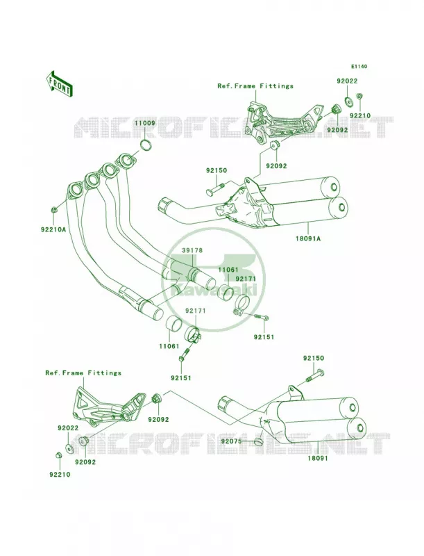 Mufflers Kawasaki MOTOS 1000 2003 Z1000   ZR1000-A1H