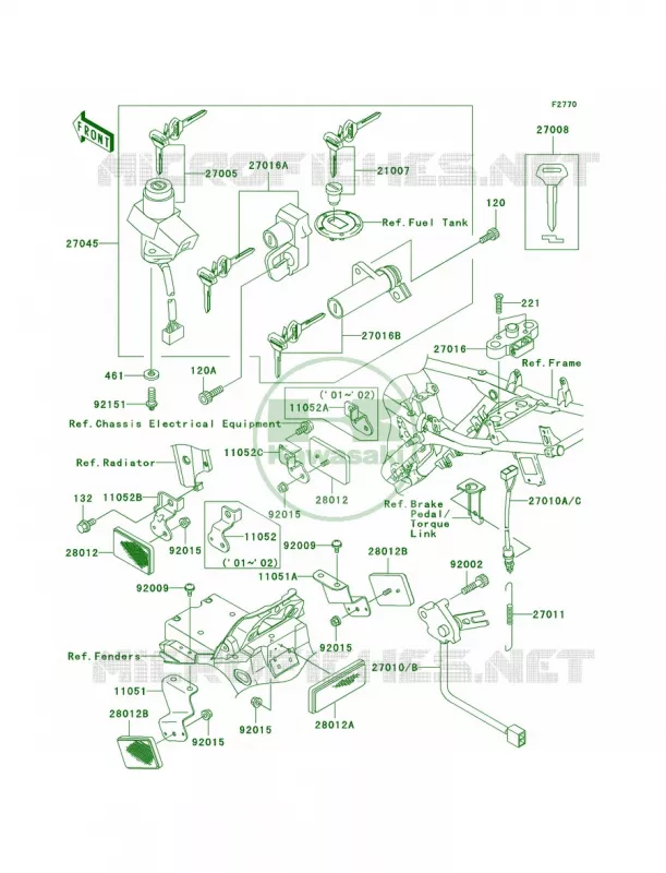Ignition SwitchLocksReflectors Kawasaki MOTOS 1200 2003 ZRX1200R  ZR1200-A3