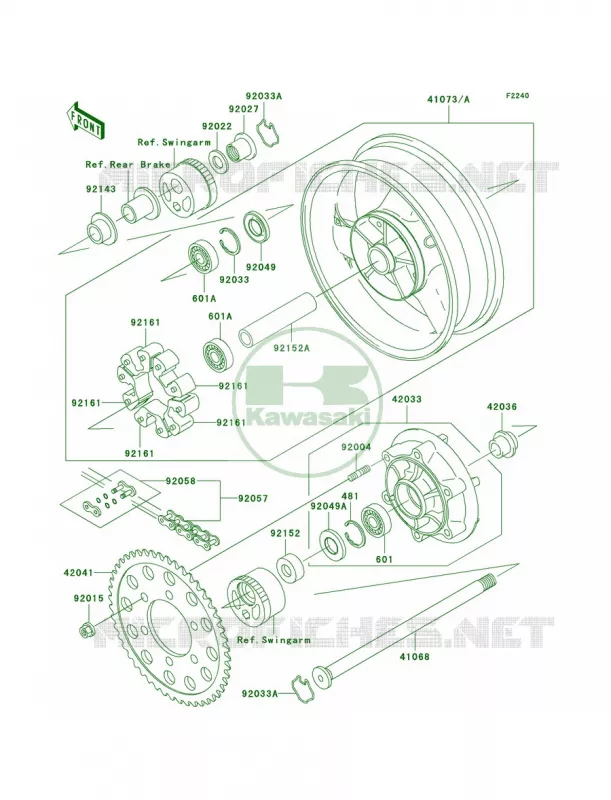 Rear WheelChain Kawasaki MOTOS 1200 2003 ZRX1200R  ZR1200-A3