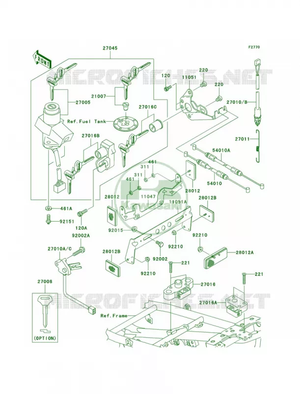 Ignition SwitchLocksReflectors Kawasaki MOTOS 750 2003 ZR-7S  ZR750-H3